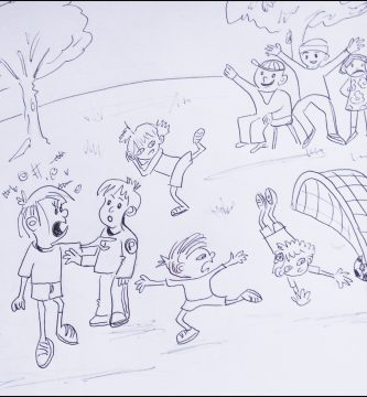 Mediación escolar en escuelas primarias dibujo niños en el recreo
